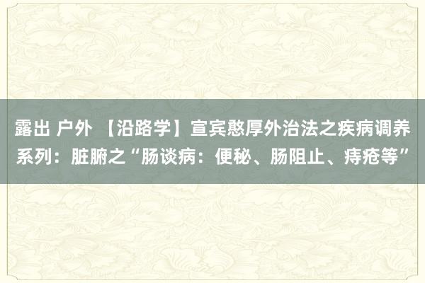 露出 户外 【沿路学】宣宾憨厚外治法之疾病调养系列:脏腑之“肠谈病:便秘、肠阻止、痔疮等”