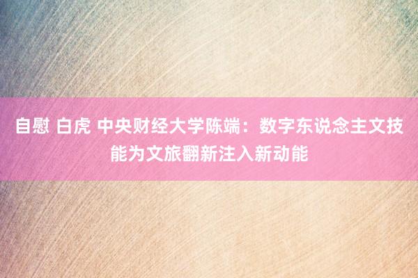 自慰 白虎 中央财经大学陈端:数字东说念主文技能为文旅翻新注入新动能