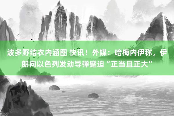 波多野结衣内涵图 快讯!外媒:哈梅内伊称,伊朗向以色列发动导弹蹙迫“正当且正大”