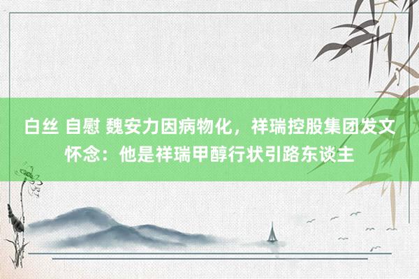 白丝 自慰 魏安力因病物化,祥瑞控股集团发文怀念:他是祥瑞甲醇行状引路东谈主