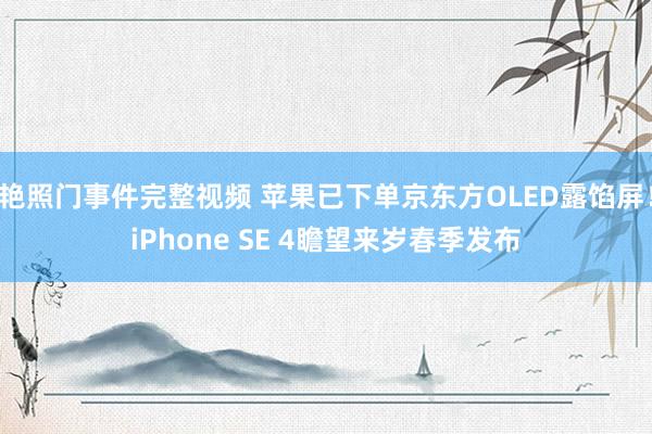 艳照门事件完整视频 苹果已下单京东方OLED露馅屏！iPhone SE 4瞻望来岁春季发布