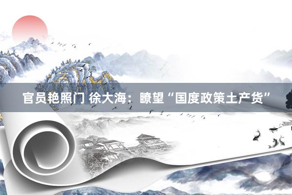 官员艳照门 徐大海:瞭望“国度政策土产货”