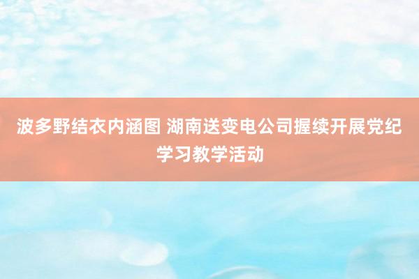 波多野结衣内涵图 湖南送变电公司握续开展党纪学习教学活动