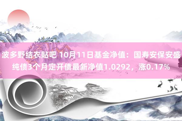 波多野结衣贴吧 10月11日基金净值:国寿安保安盛纯债3个月定开债最新净值1.0292,涨0.17%