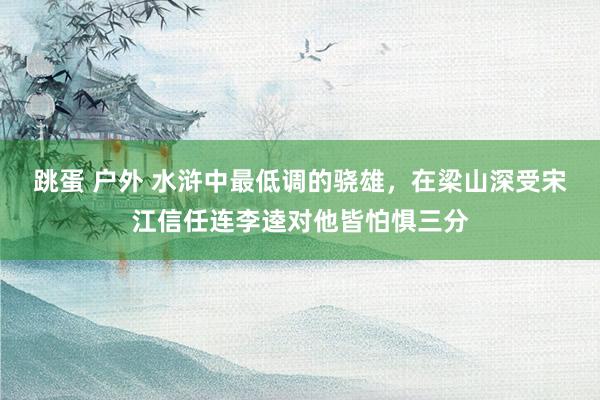 跳蛋 户外 水浒中最低调的骁雄,在梁山深受宋江信任连李逵对他皆怕惧三分