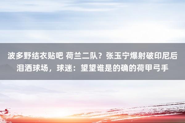 波多野结衣贴吧 荷兰二队?张玉宁爆射破印尼后泪洒球场,球迷:望望谁是的确的荷甲弓手