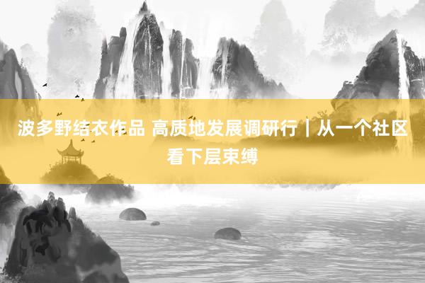 波多野结衣作品 高质地发展调研行|从一个社区看下层束缚