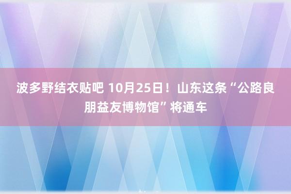 波多野结衣贴吧 10月25日!山东这条“公路良朋益友博物馆”将通车