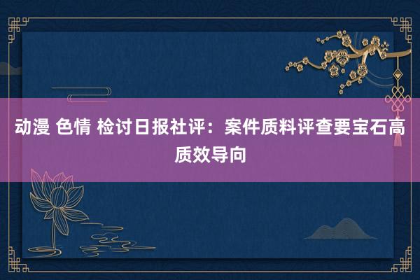 动漫 色情 检讨日报社评:案件质料评查要宝石高质效导向