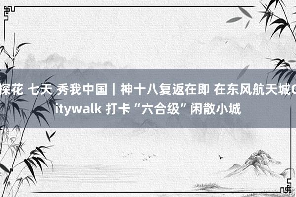探花 七天 秀我中国|神十八复返在即 在东风航天城Citywalk 打卡“六合级”闲散小城