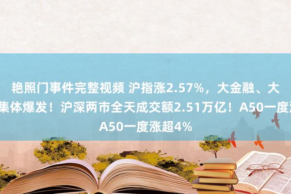 艳照门事件完整视频 沪指涨2.57%,大金融、大破费股集体爆发!沪深两市全天成交额2.51万亿!A50一度涨超4%
