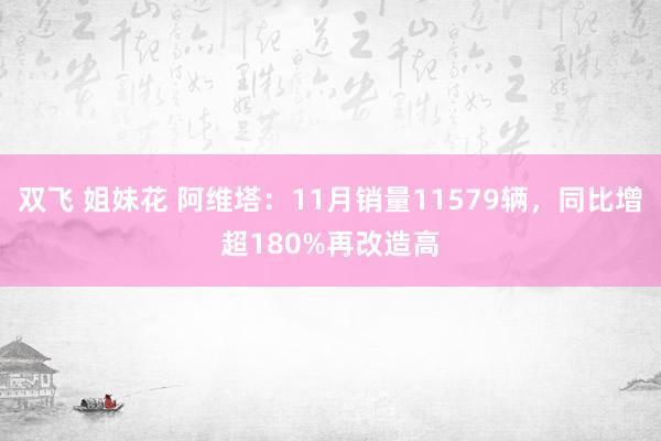 双飞 姐妹花 阿维塔:11月销量11579辆,同比增超180%再改造高