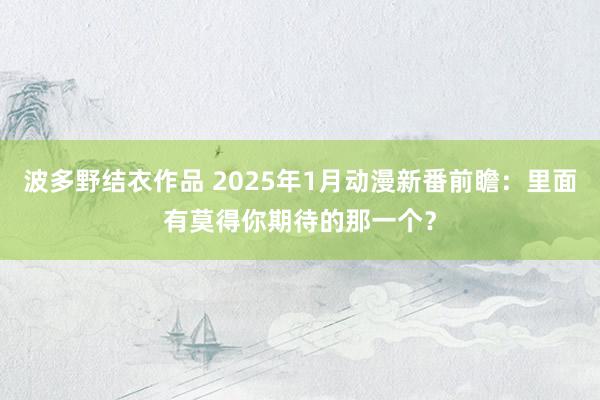 波多野结衣作品 2025年1月动漫新番前瞻:里面有莫得你期待的那一个?