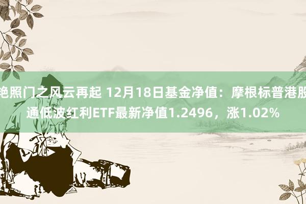 艳照门之风云再起 12月18日基金净值:摩根标普港股通低波红利ETF最新净值1.2496,涨1.02%