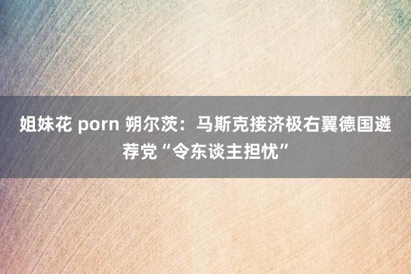 姐妹花 porn 朔尔茨:马斯克接济极右翼德国遴荐党“令东谈主担忧”