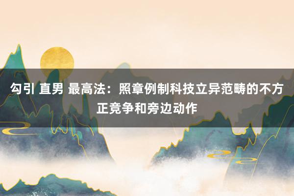 勾引 直男 最高法:照章例制科技立异范畴的不方正竞争和旁边动作