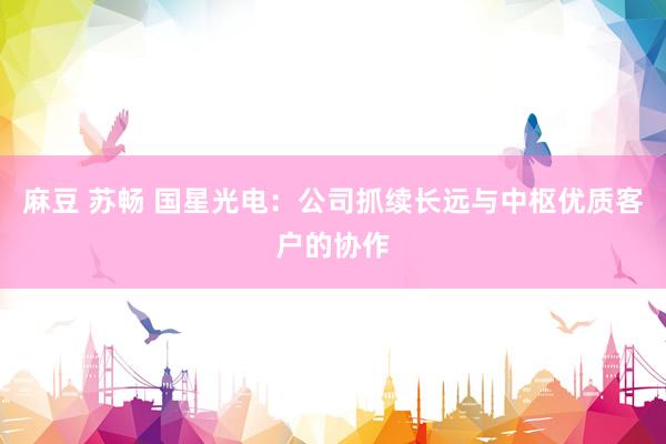 麻豆 苏畅 国星光电:公司抓续长远与中枢优质客户的协作
