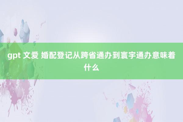 gpt 文爱 婚配登记从跨省通办到寰宇通办意味着什么