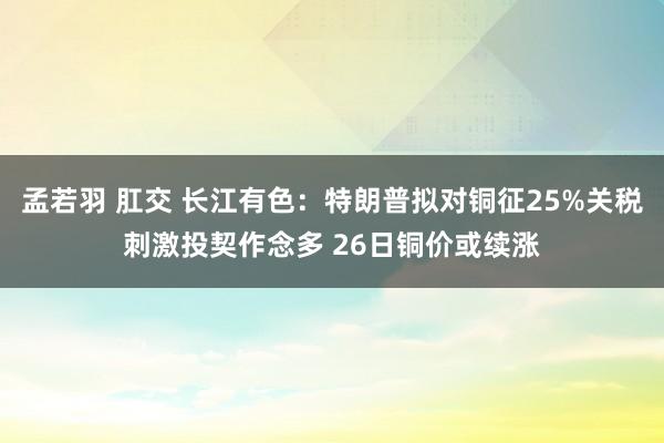 孟若羽 肛交 长江有色:特朗普拟对铜征25%关税刺激投契作念多 26日铜价或续涨