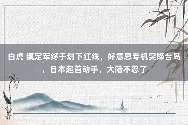白虎 镇定军终于划下红线,好意思专机突降台岛,日本起首动手,大陆不忍了