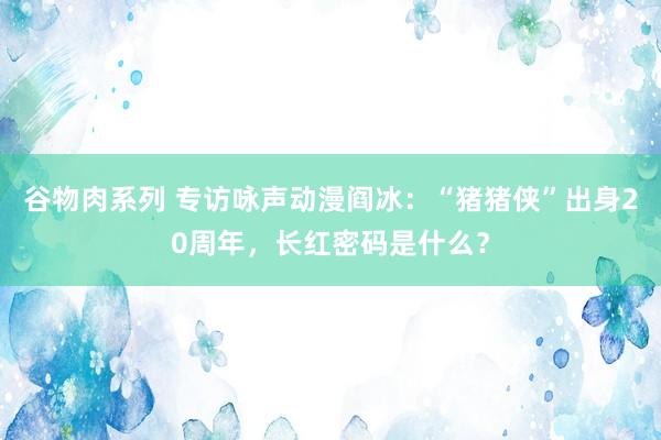 谷物肉系列 专访咏声动漫阎冰:“猪猪侠”出身20周年,长红密码是什么?